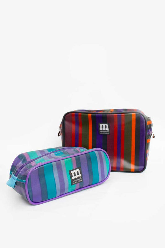 Set van 2 gekleurde gestreepte Marimekko toilettassen
