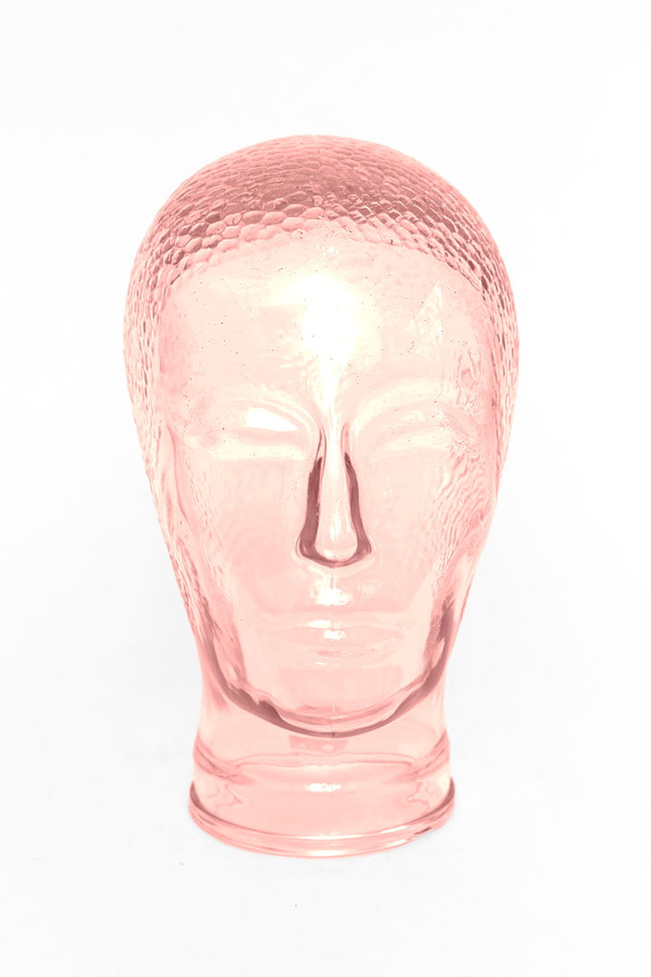Roze 70s glazen beeld hoofd