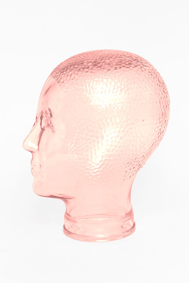 Roze 70s glazen beeld hoofd