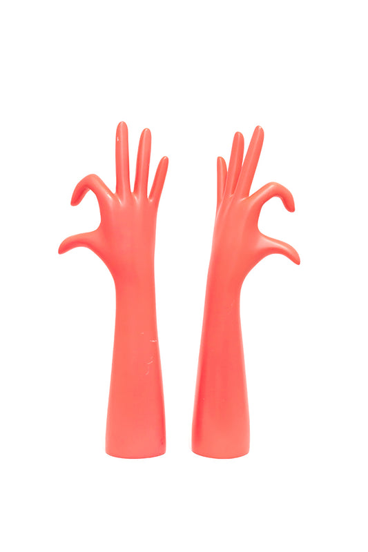 Sieradenhouders handen neon roze - set van 2