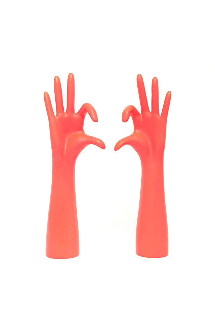 Sieradenhouders handen neon roze - set van 2