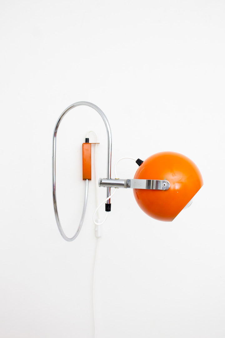 Vintage Herda Space-Age wandlamp oranje bol