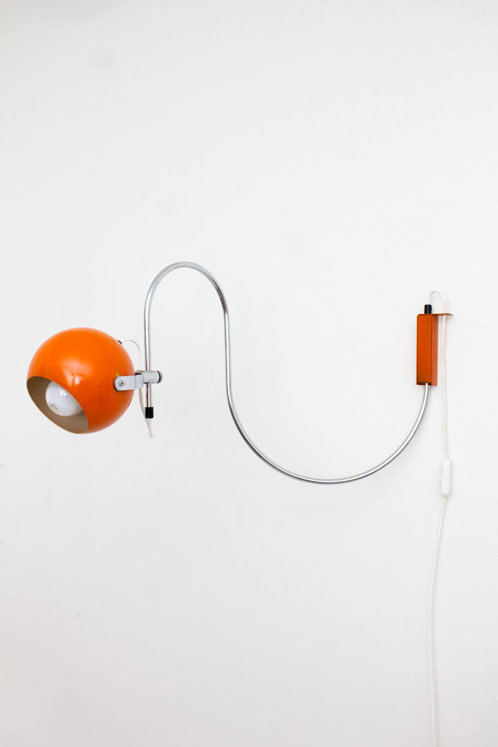 Vintage Herda Space-Age wandlamp oranje bol
