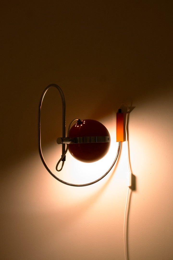 Vintage Herda Space-Age wandlamp oranje bol