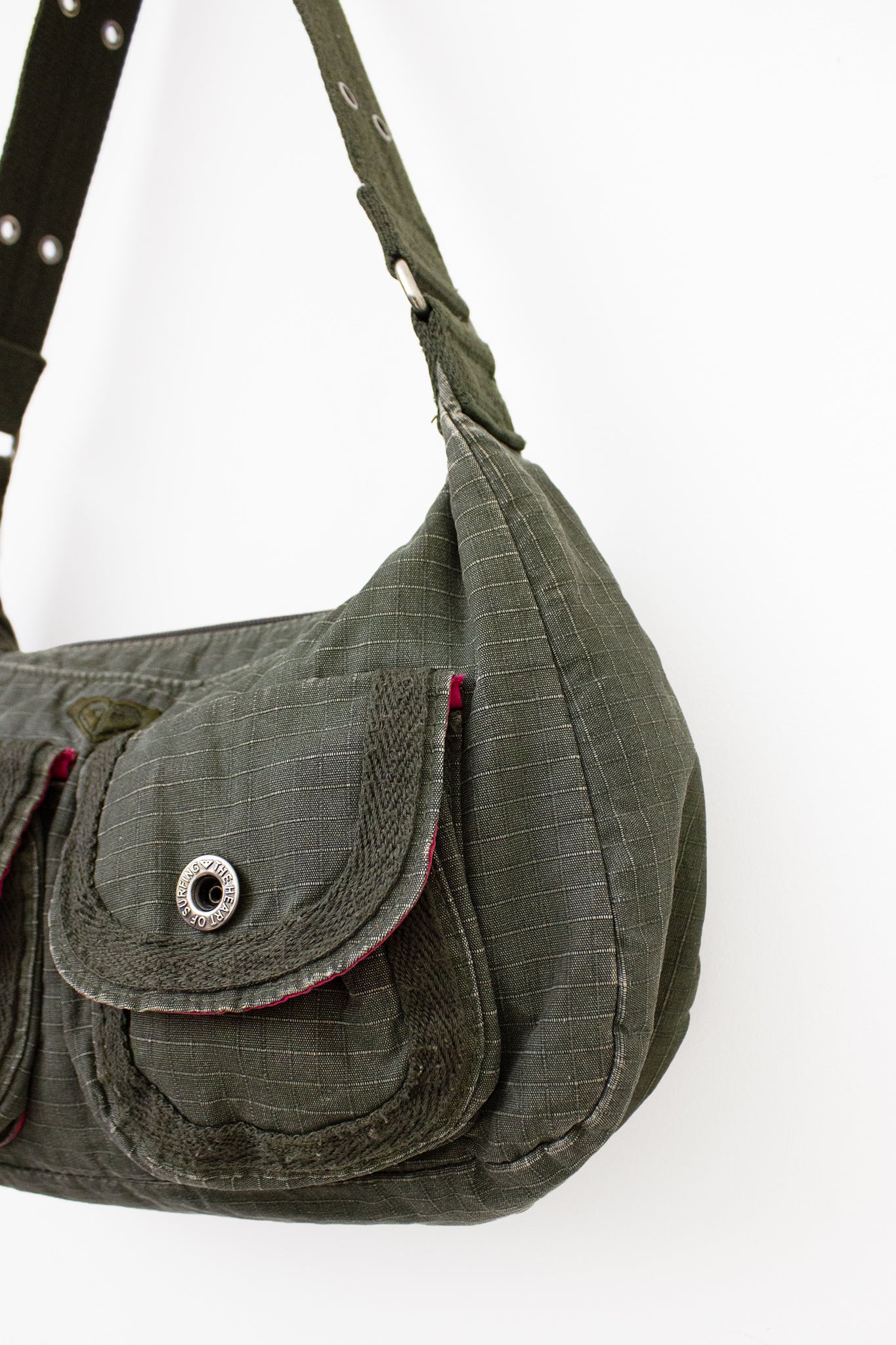 Grijs-groen stoffen Y2K schoudertasje Roxy