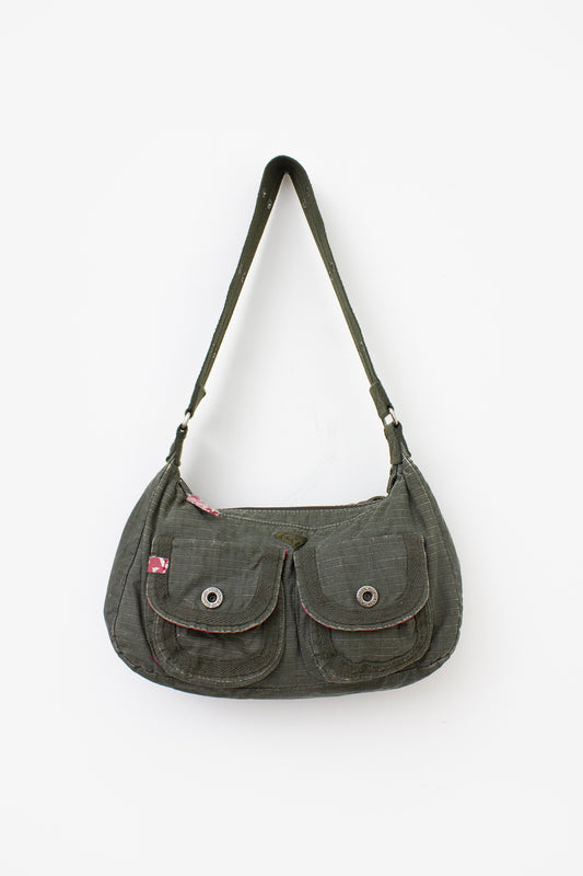 Grijs-groen stoffen Y2K schoudertasje Roxy