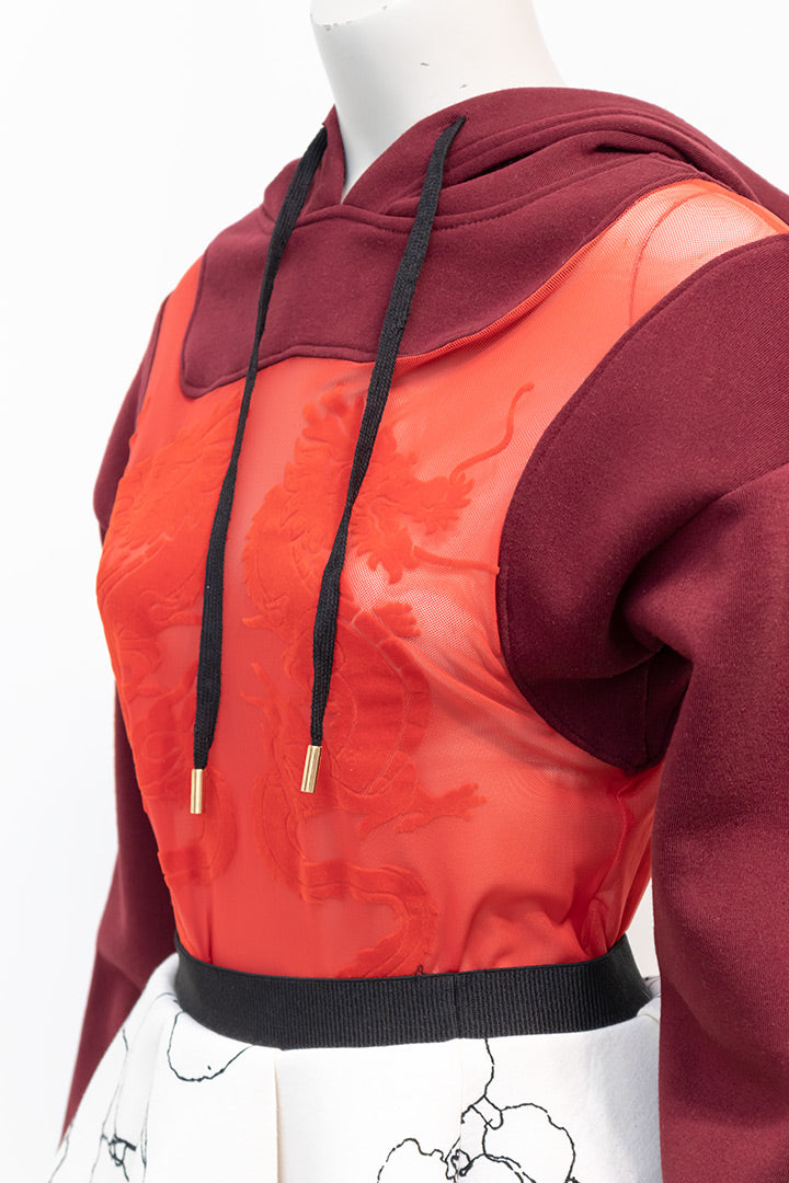Studio Bolder hoodie met mesh body rood