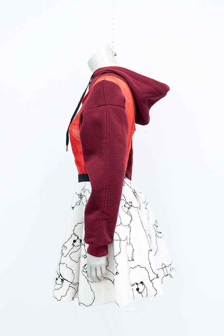 Studio Bolder hoodie met mesh body rood