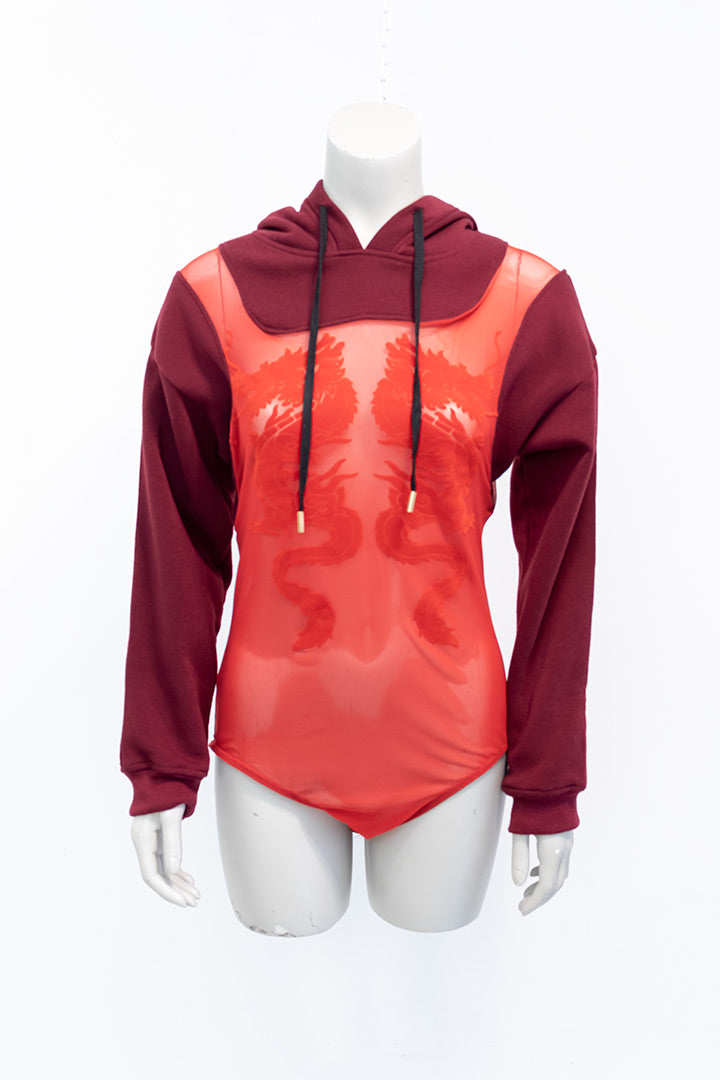 Studio Bolder hoodie met mesh body rood