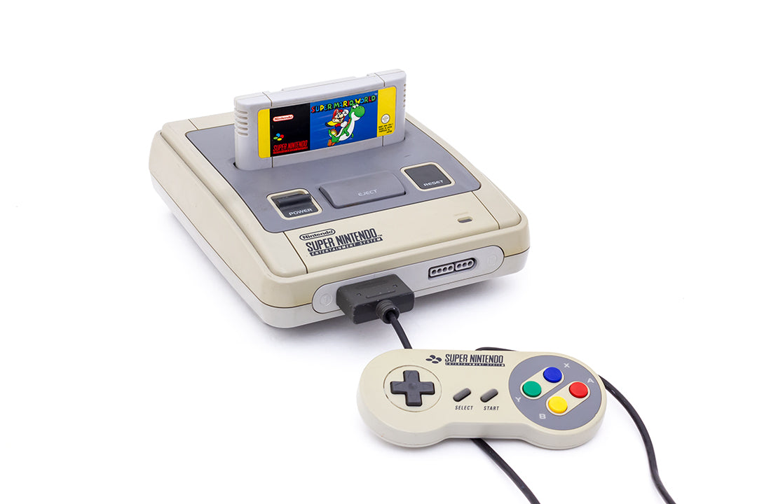 Super Nintendo vintage SNES 1992 Super Mario World 1 controller RCA aansluiting nieuwe adapter