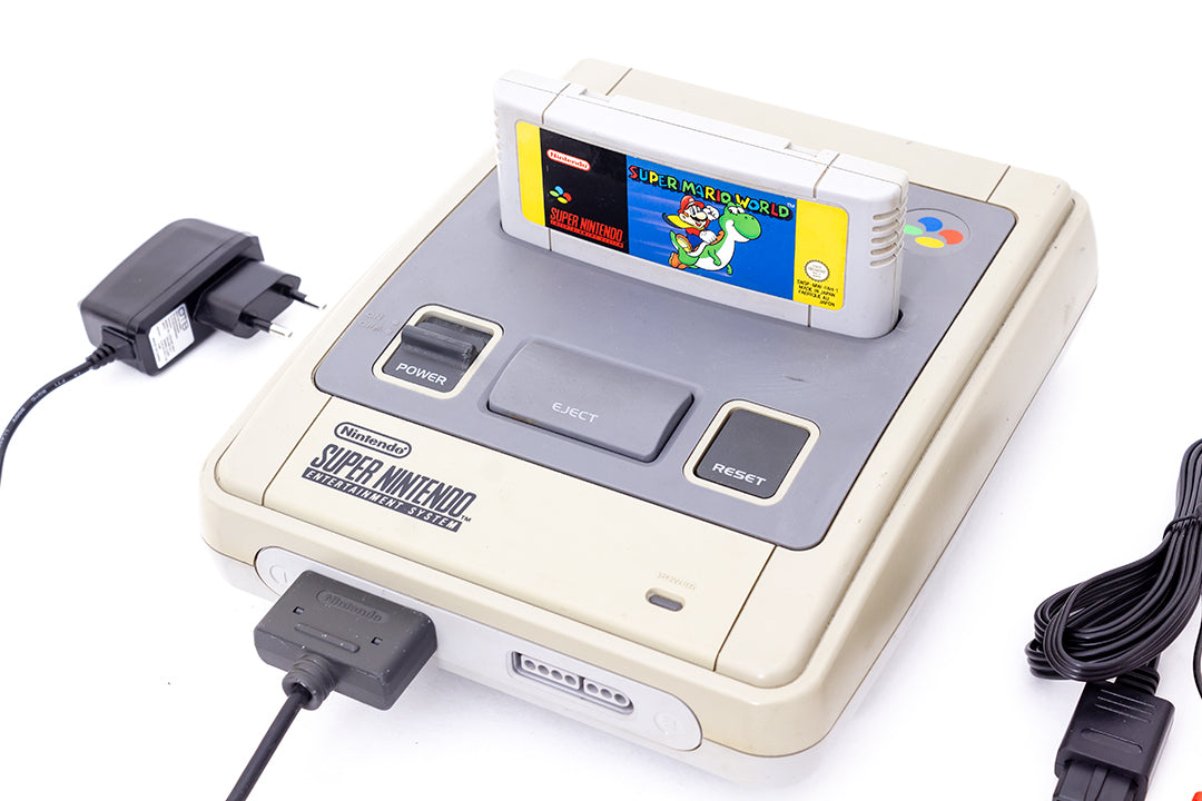 Super Nintendo vintage SNES 1992 Super Mario World 1 controller RCA aansluiting nieuwe adapter