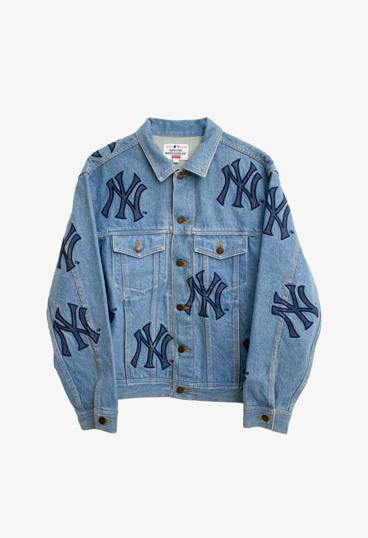 Supreme x New York Yankees logo spijkerjasje