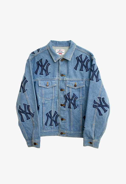 Supreme x New York Yankees logo spijkerjasje