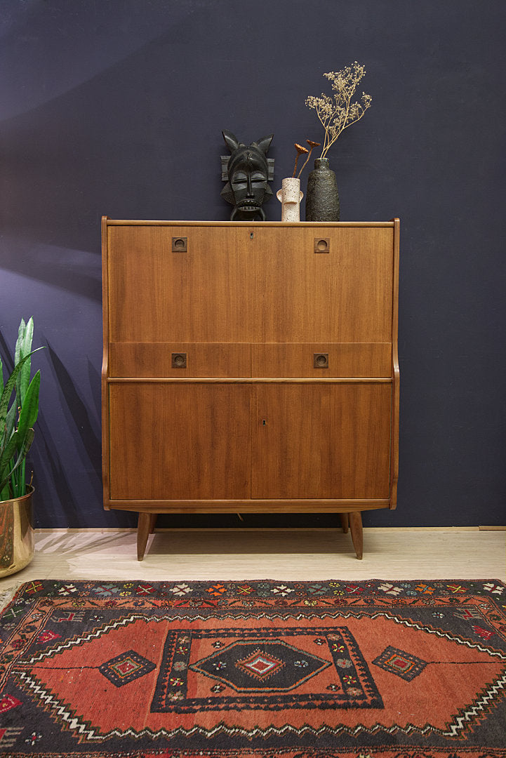 Teakhouten jaren 60 secretaire wandkast wandmeubel