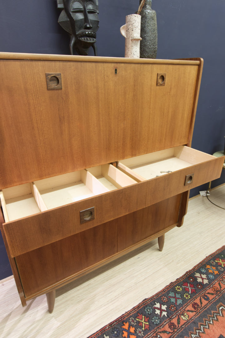 Teakhouten jaren 60 secretaire wandkast wandmeubel