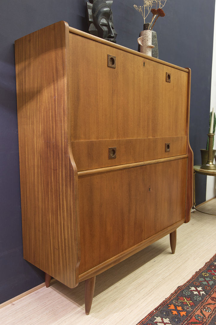 Teakhouten jaren 60 secretaire wandkast wandmeubel