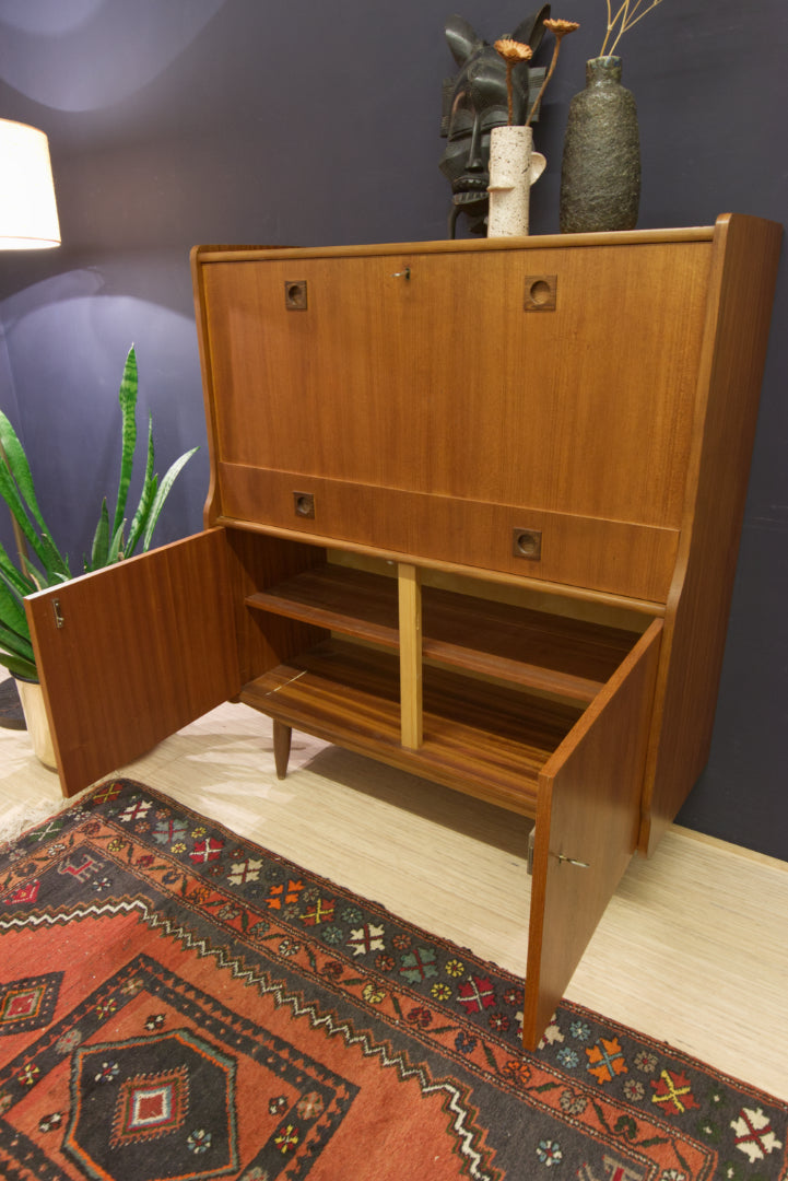 Teakhouten jaren 60 secretaire wandkast wandmeubel