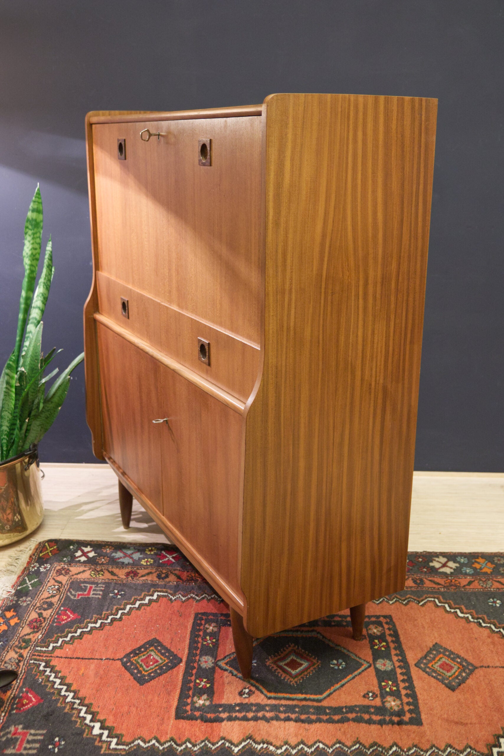 Teakhouten jaren 60 secretaire wandkast wandmeubel