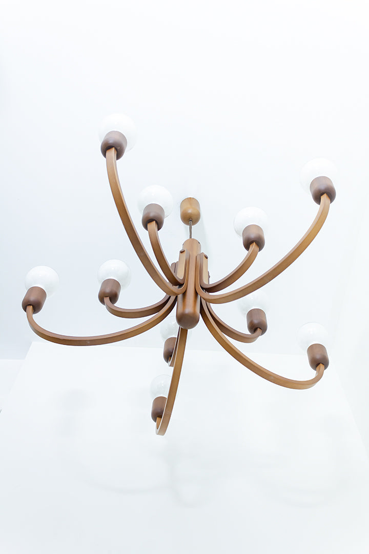 Teakhouten kroonluchter Jaren 60 Deens design Domus