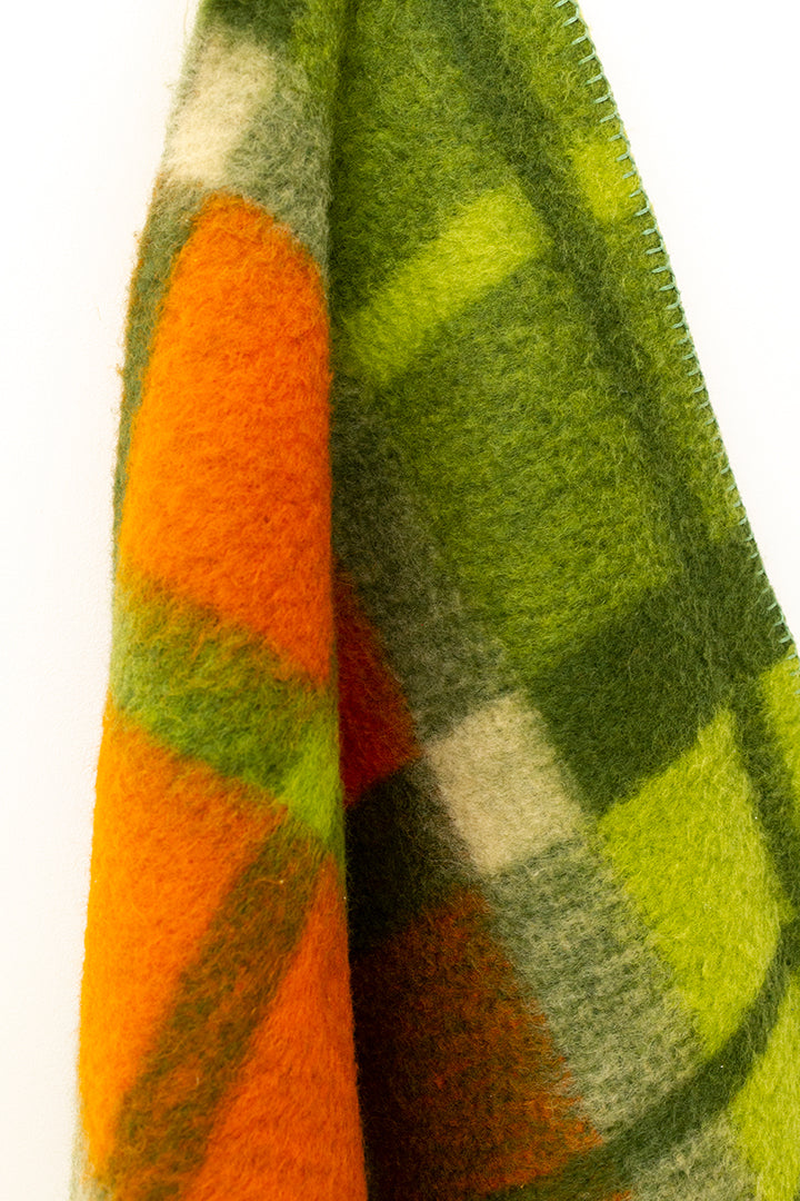 Tetem Holland vintage wollen deken groen oranje geruit