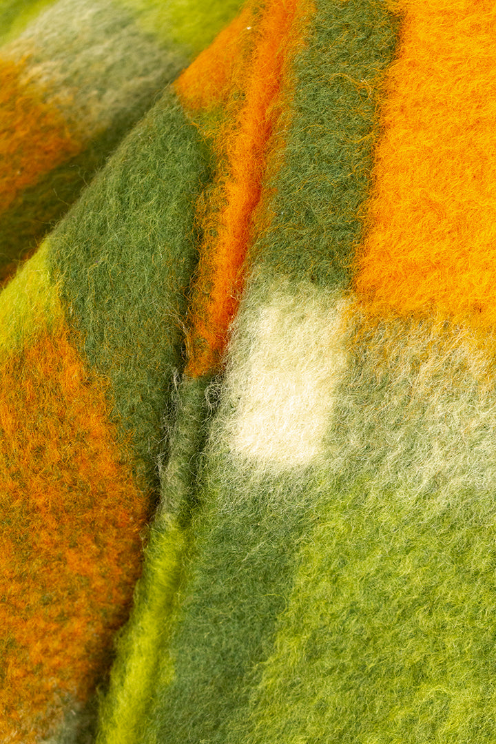 Tetem Holland vintage wollen deken groen oranje geruit