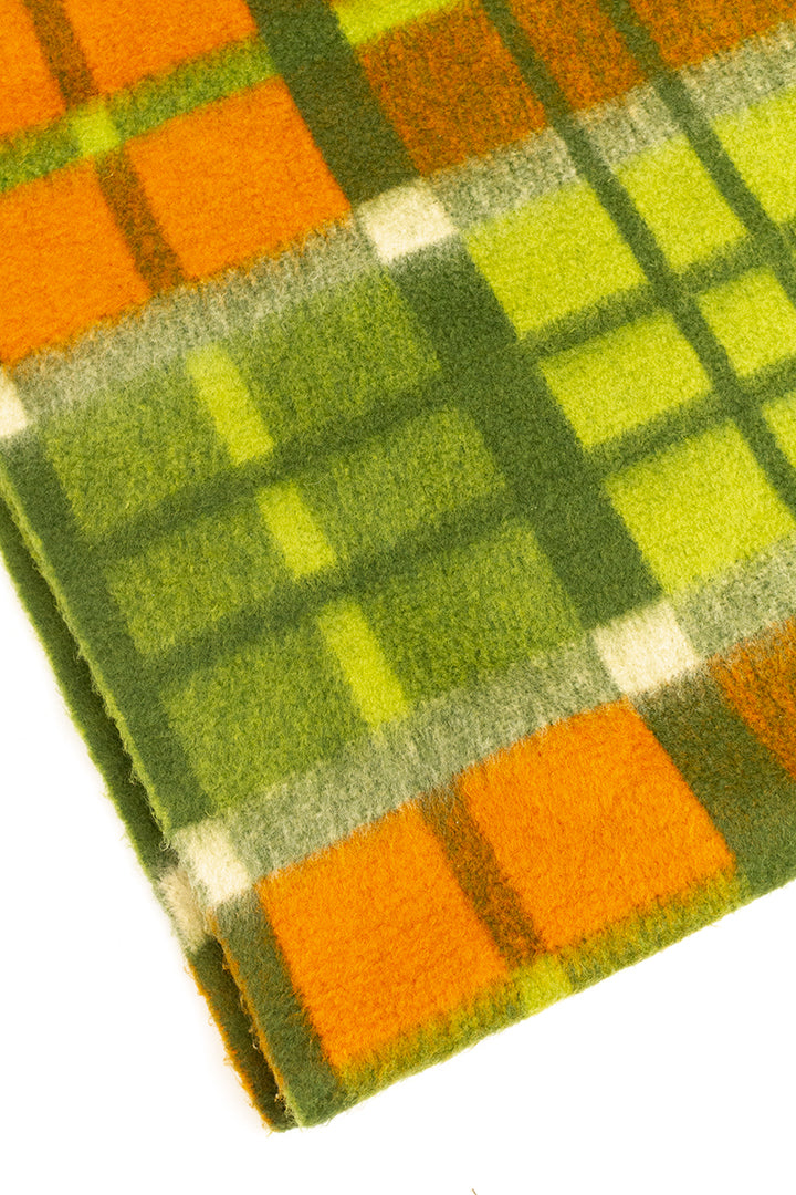 Tetem Holland vintage wollen deken groen oranje geruit