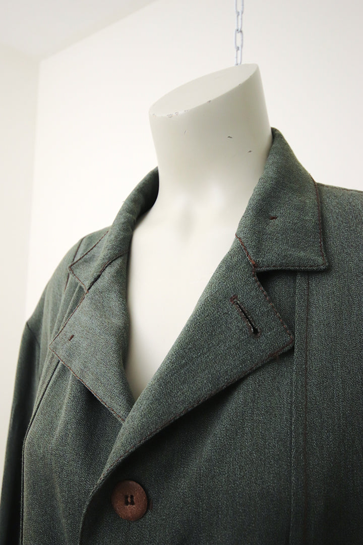 The People of The Labyrinths groen/grijze jas met print op de rug