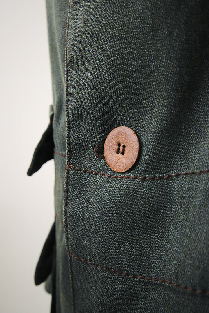 The People of The Labyrinths groen/grijze jas met print op de rug