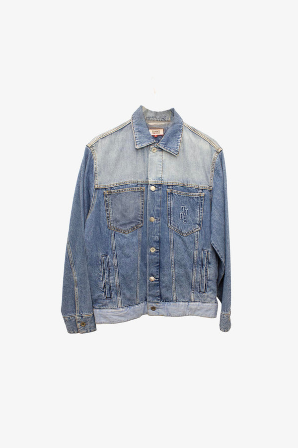 Tommy Hilfiger lichte denim spijkerjas met contrast vlakken