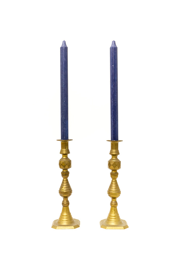 Twee vintage kandelaars van messing