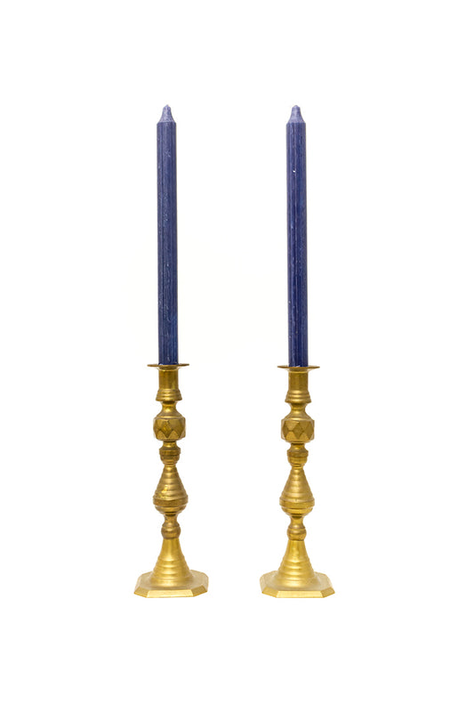 Twee vintage kandelaars van messing