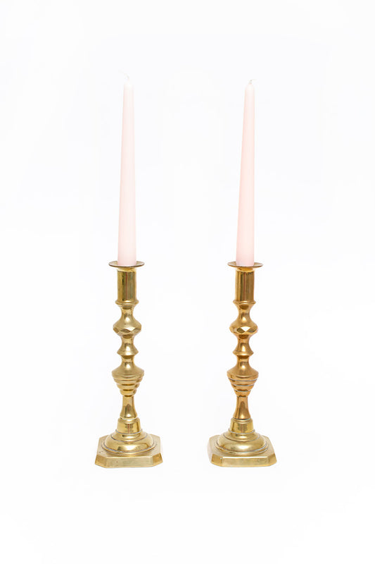 Twee vintage kandelaars van messing