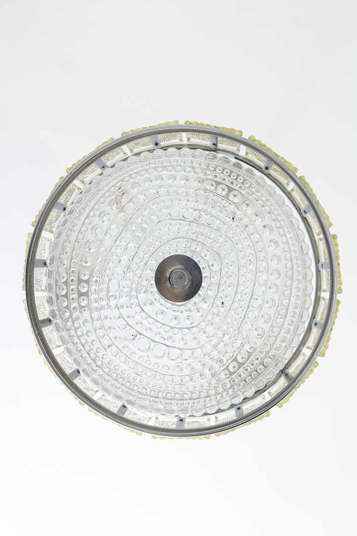 Verchroomde hanglamp met kristallen glasplaten jaren 60