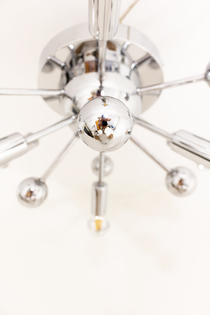 Verchroomde sputnik plafonnière met kopspiegellampen