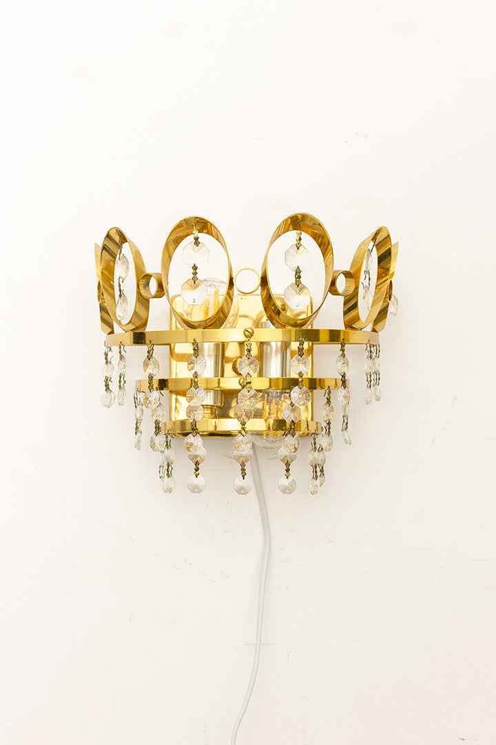 Vergulde wandlamp Palme & Walter wandkroonluchter met kristallen