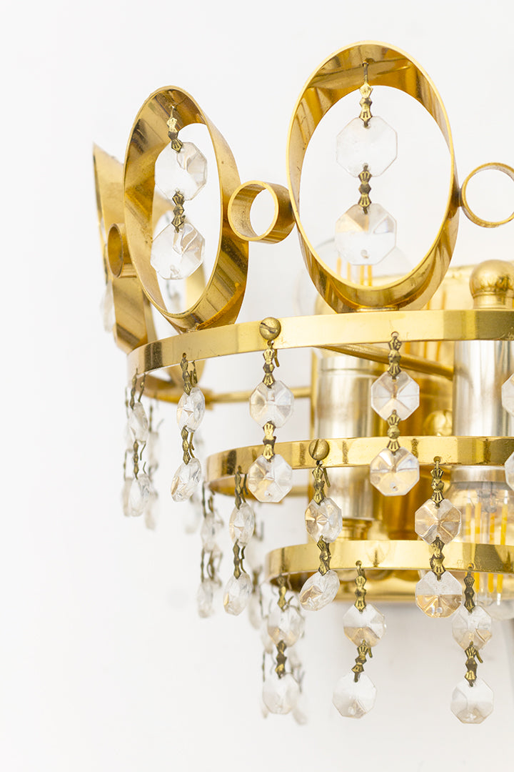 Vergulde wandlamp Palme & Walter wandkroonluchter met kristallen