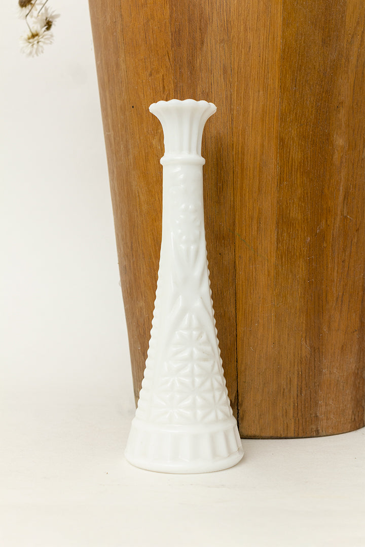 Vintage Anchor Hocking vaas/kandelaar van wit opaalglas