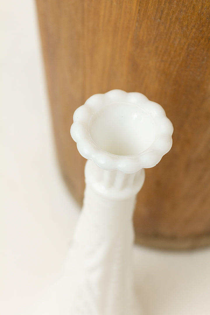 Vintage Anchor Hocking vaas/kandelaar van wit opaalglas