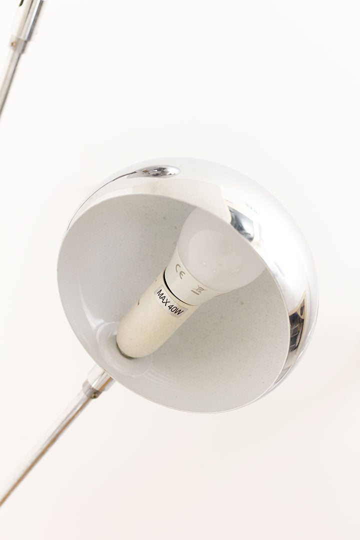 Vintage Arco booglamp met 5 verchroomde armen in zwarte marmeren voet