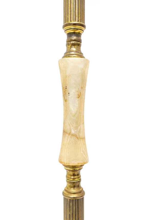 Vintage Art Deco vloerlamp met details van messing en marmer