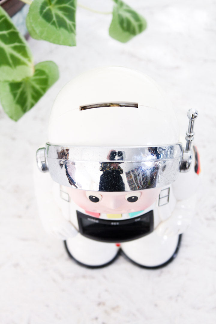 Vintage Astronaut spaarpot / wekker