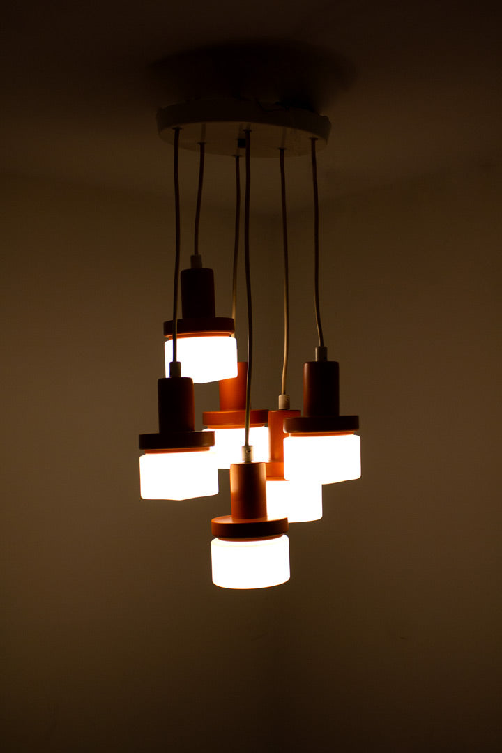 Vintage Cascade pendant lamp met 6 lampen