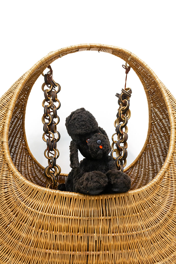 Vintage Celine wieg van gevlochten rotan