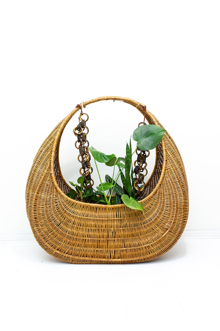 Vintage Celine wieg van gevlochten rotan