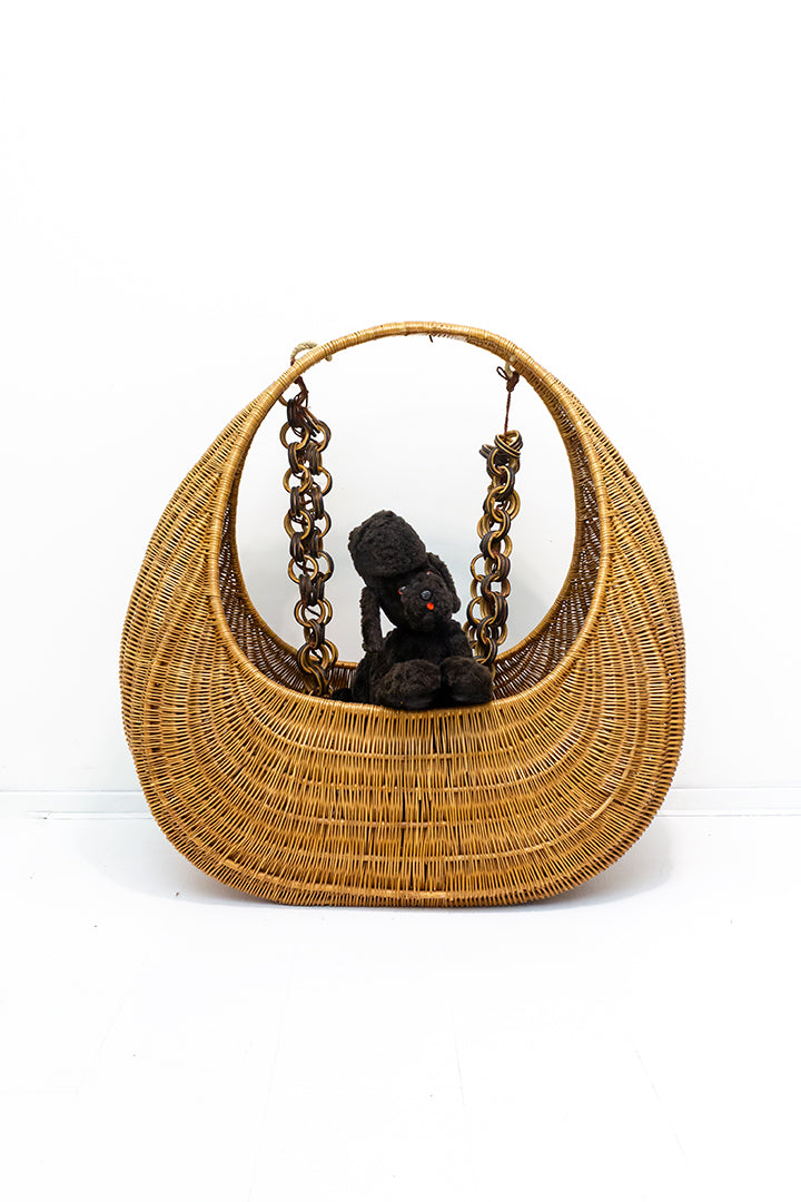 Vintage Celine wieg van gevlochten rotan