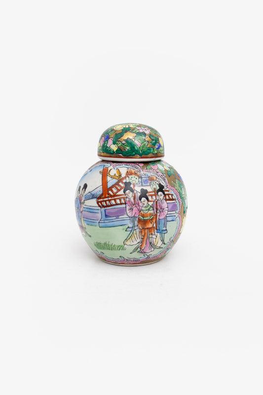Vintage Chinese gemberpot met kleurrijk decor