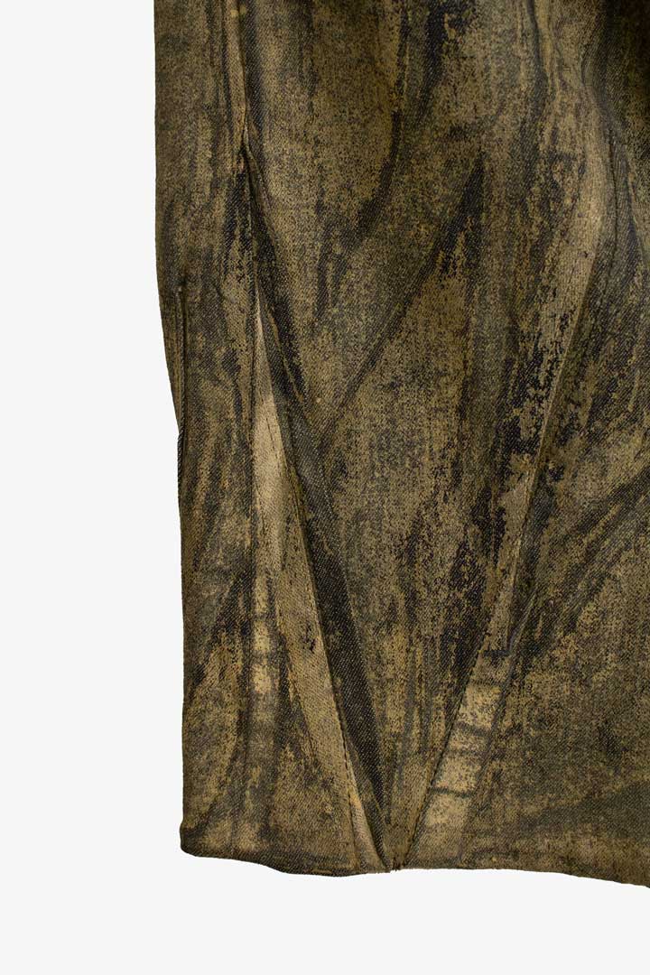 Vintage Christian Dior olijfgroene pencil skirt distressed denim