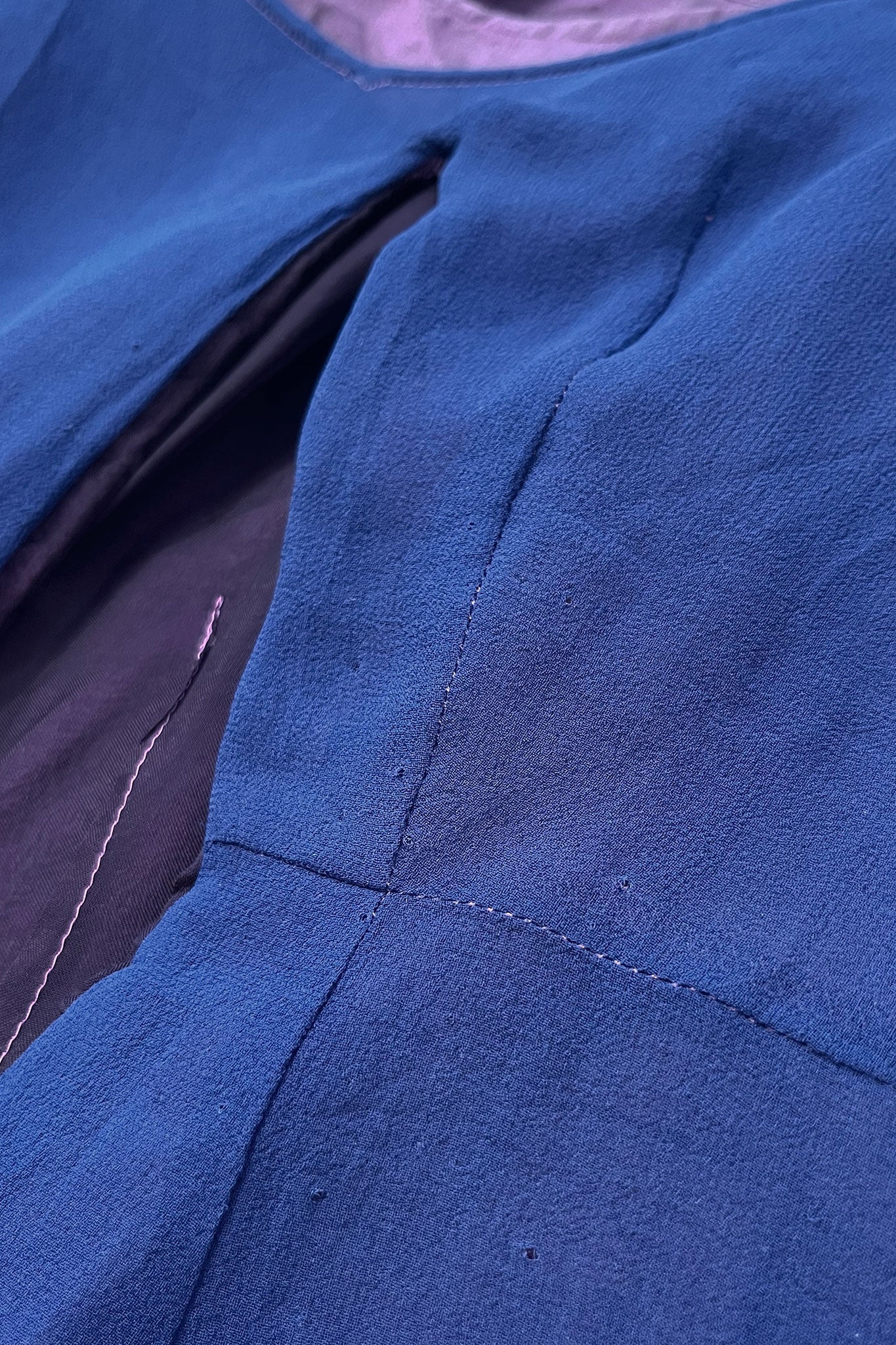 Comme des Garçons SS99 paars blauwe drielaags jurk