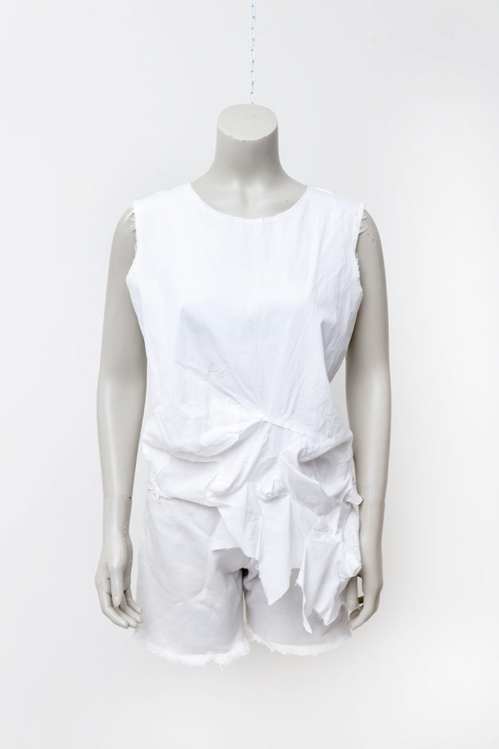Vintage Comme des Garçons top van wit katoen met ingezette sterren