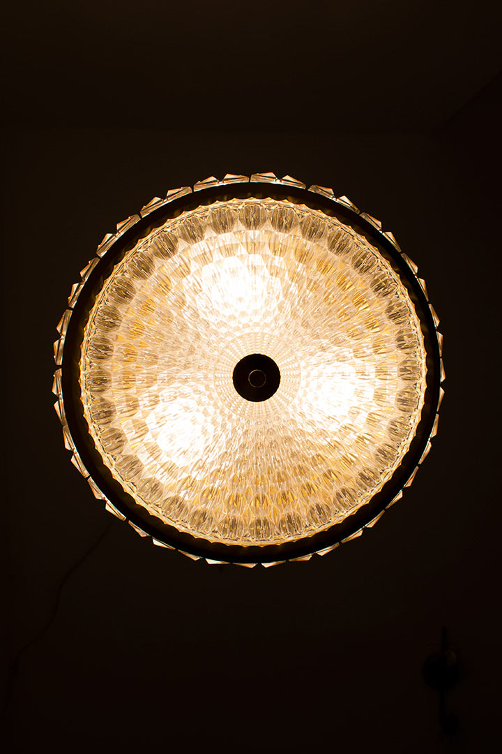 Vintage Deense hanglamp Vitrika 27901 met messing en facetglas